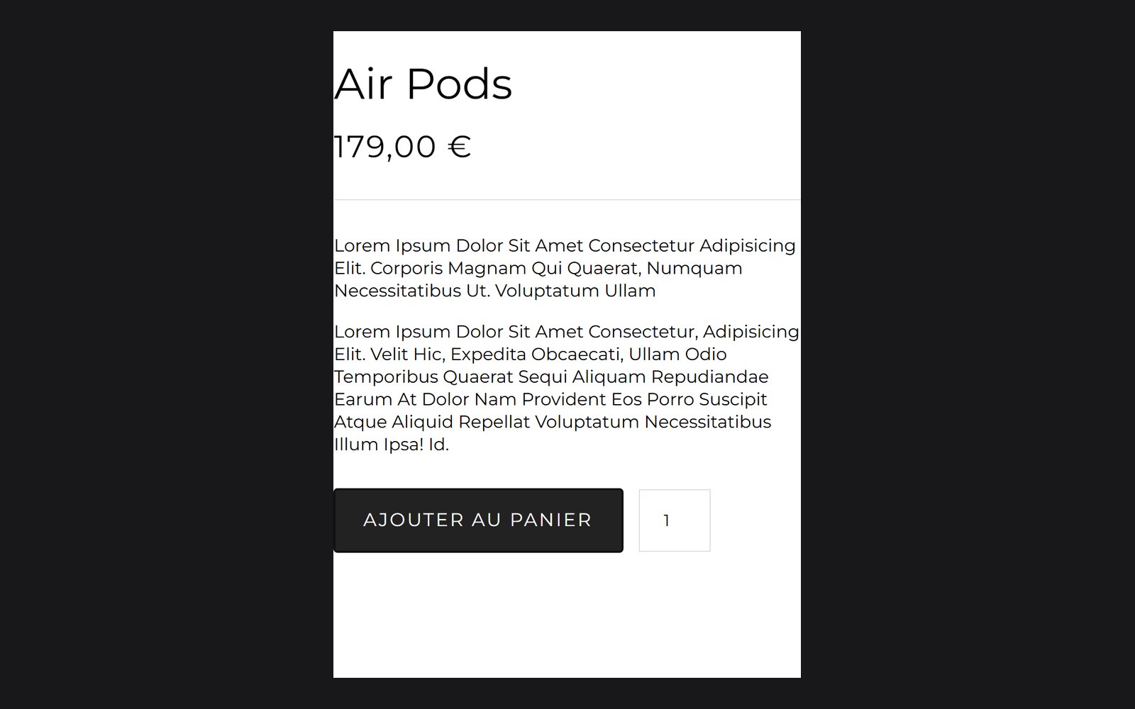 Le bloc d'achat après activation du bouton : le champ de quantité est apparu à droite du bouton.