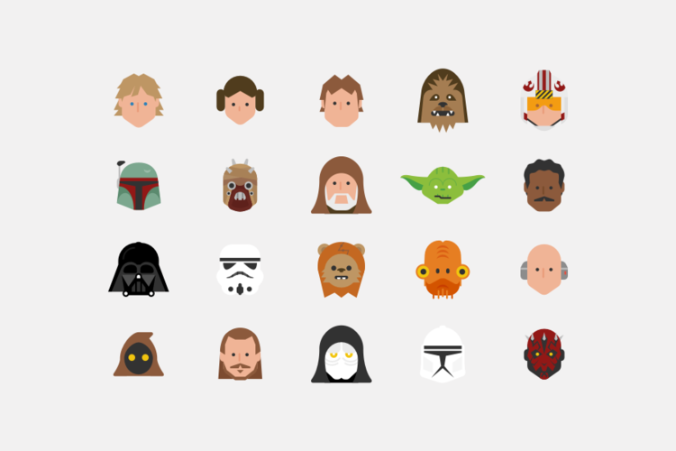 Star Wars characters pictograms